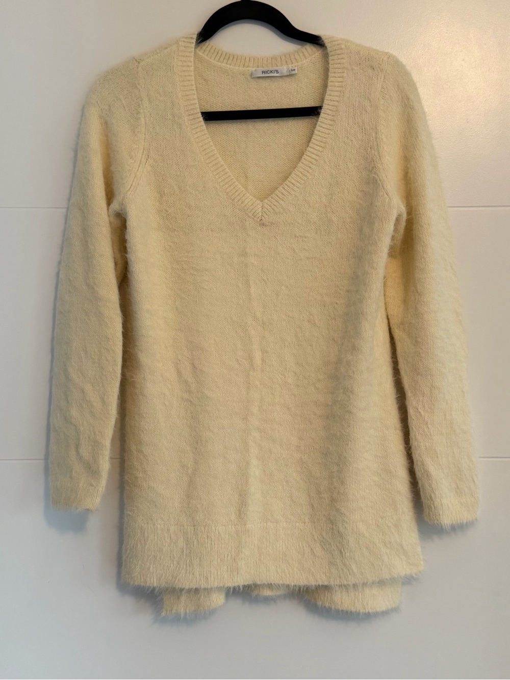 Ricki’s Cream Fuzzy V-Neck Sweater